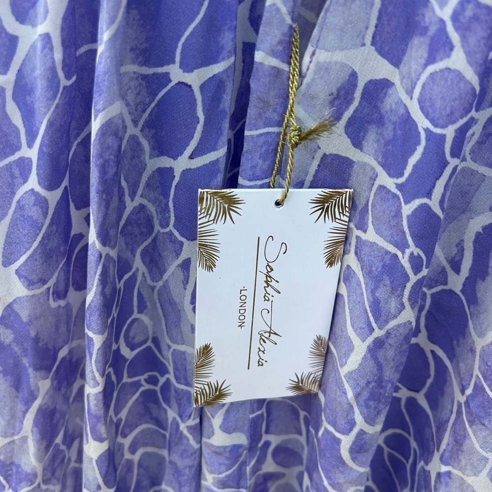 NWT Sophia Alexia Silk Mini Ibiza Dress Lilac Pebbles One Size Beach Resortwear - Picture 9 of 13